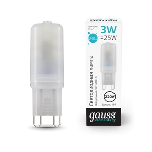 Лампа светодиодная Gauss G9 3W 4100К матовая 14923