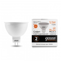 Лампа светодиодная Gauss GU5.3 5.5W 3000K матовая 13516
